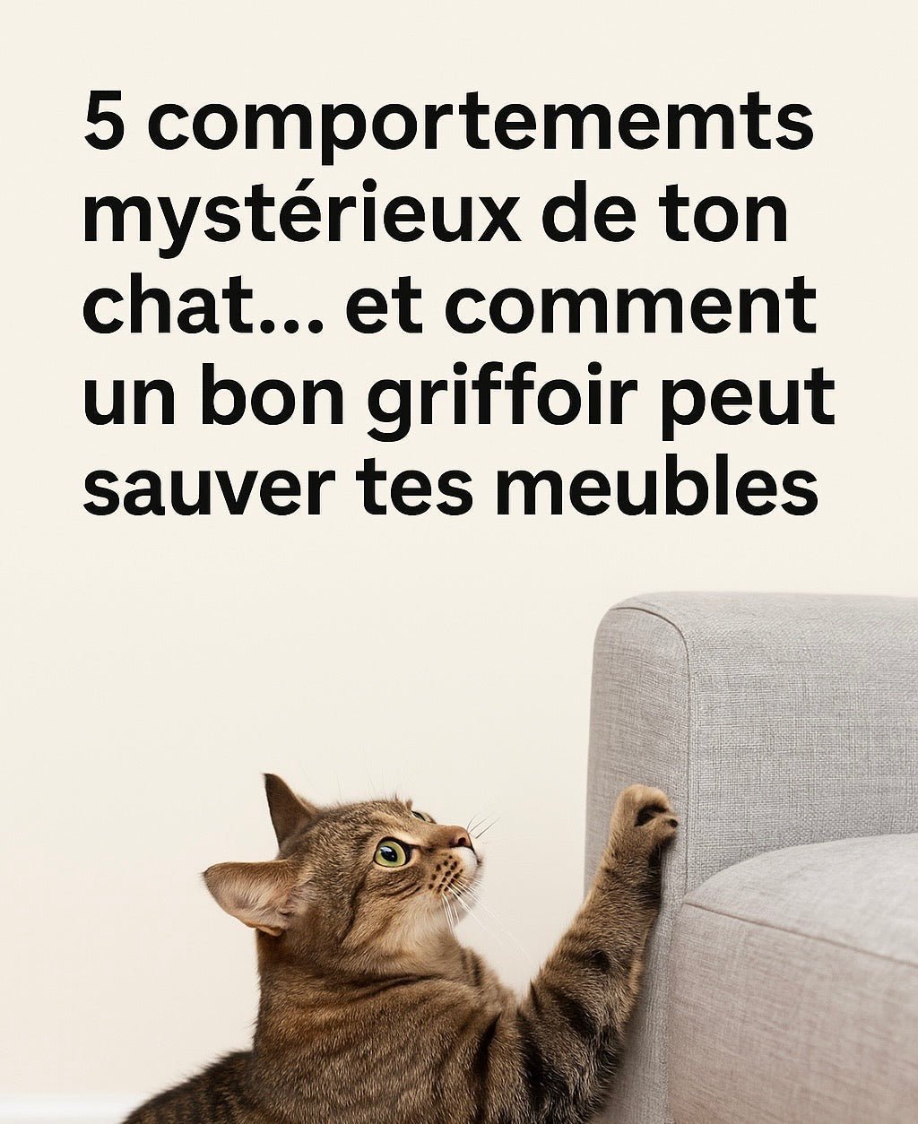 5 comportements mystérieux de ton chat… et comment un bon griffoir peut sauver tes meubles 🛋️🐾 - Mi-a-ou