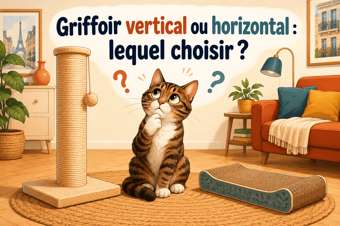Griffoir vertical ou horizontal : lequel choisir pour son chat ? - Mi-a-ou
