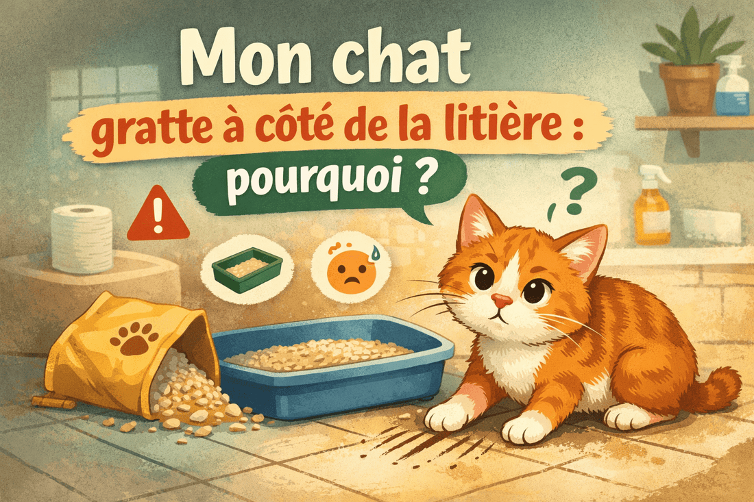 Mon chat gratte à côté de la litière : pourquoi ? - Mi-a-ou