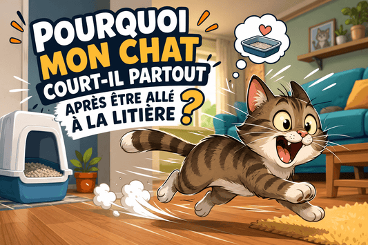 Pourquoi mon chat court-il partout après être allé à la litière ? - Mi-a-ou