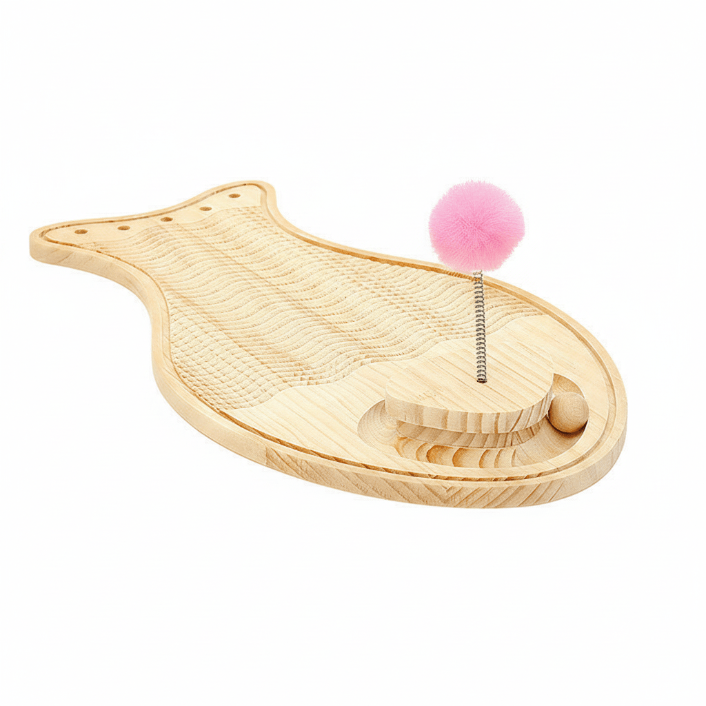 Griffoir en bois pour chat Fish N Griffe™ - Mi - a - ou