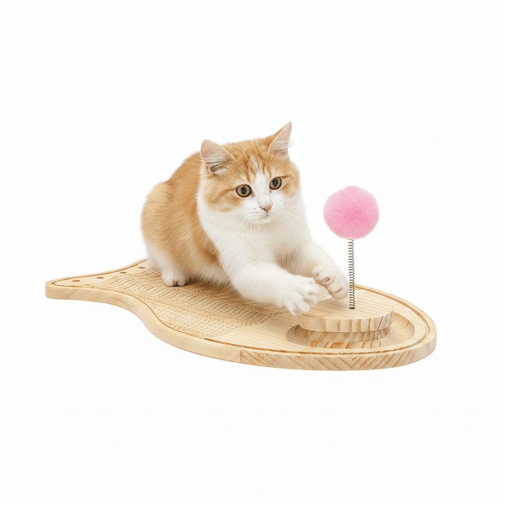 Griffoir en bois pour chat Fish N Griffe™ - Mi - a - ou